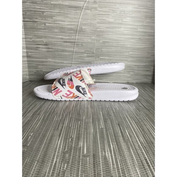 Nike Womens Benassi JDI Print White Black Lotus Pink Slip On Sandals Size‎ 11 - Picture 6 of 8